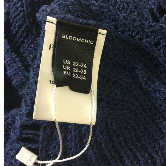 BLOOMCHIC 22-24 3X Plus Blue Cut-Out Solid V-Neck Swimsuit Coverup NEW B31 - Picture 7 of 8